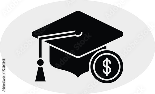 Graduation cap and dollar coin icon