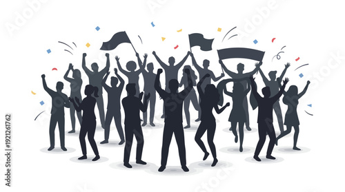 Celebrating Crowd Silhouette – Audience Celebration Vector Design