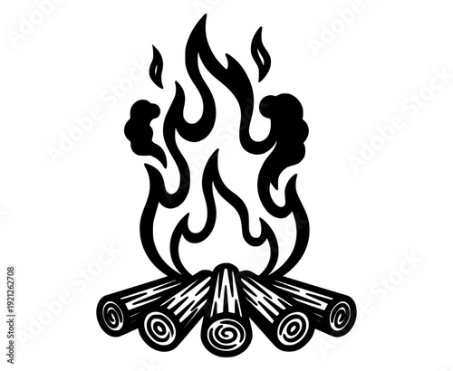 Vector line art illustration of Bonfire.