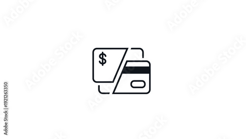 Credit card and dollar bill icon.
