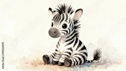 Grassland baby zebra isolated watercolor vector illustration svg