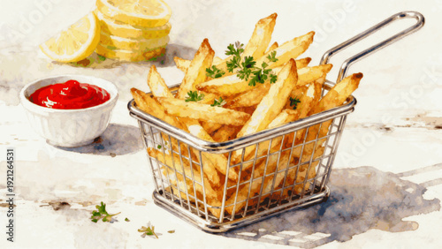 Potato Treat French Fries isolated watercolor vector illustration svg