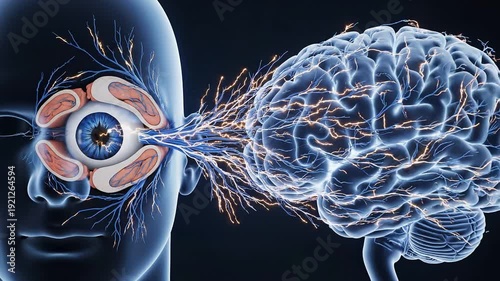 Visual Pathway Brain Eye Connection Neural Network Stimulation.