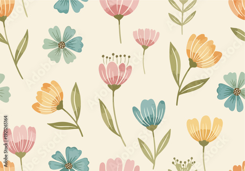 Soft retro flower background with balanced colors