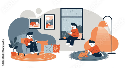 Family Enjoying Leisure Time Together at Home.