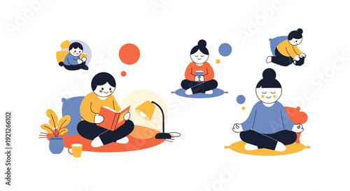 People Practicing Yoga Meditation Relaxation Techniques.