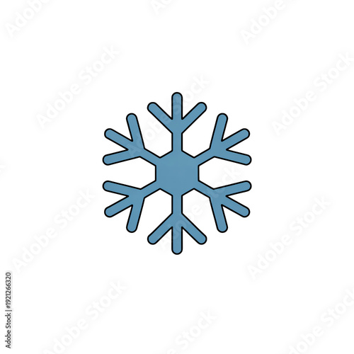 Blue Snowflake Icon in Simple Flat Design with Clean Lines and White Background for Winter Symbol