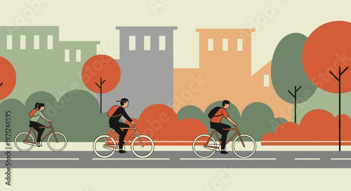 Cyclists Riding Bicycles on Road Together.