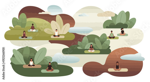 People Practicing Yoga in Serene Landscapes.
