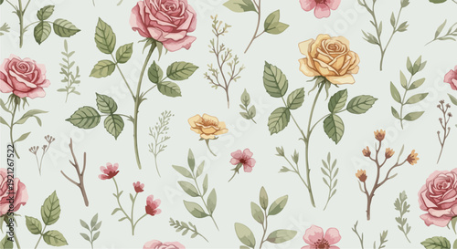 Whimsical floral design with muted earthy color palette