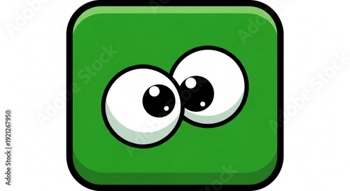 Funny cartoon eyes peeking from green square