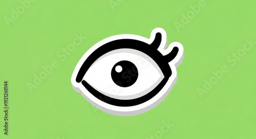 Cartoon eye with a playful wink on green background