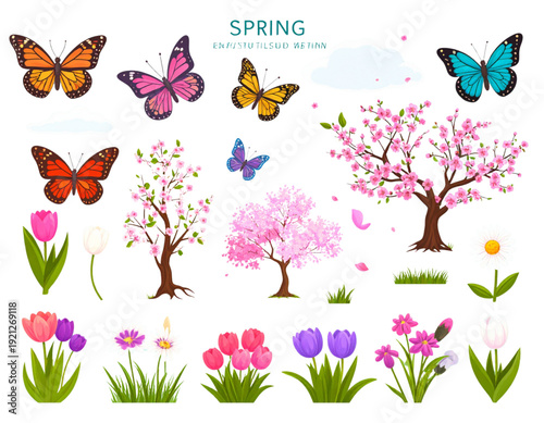 I want to create a vector illustration set similar in style to the image I provided (flat, colorful object collection layout).
The design style should be:
• Minimal and clean
• Flat solid color fill (