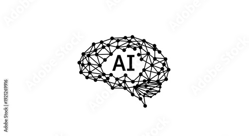 Artificial Intelligence Brain Network Concept.