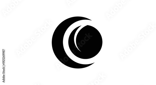 Black and white crescent moon symbol.