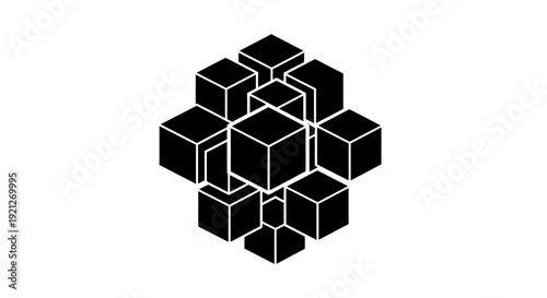Black and white cube geometric pattern.