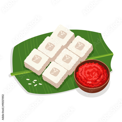 Realistic Milk Rice (Kiribath) Illustration - Traditional Sri Lankan Festive Food Flat Vector