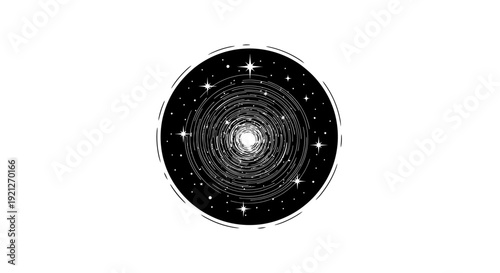 Black and white starry night circle.