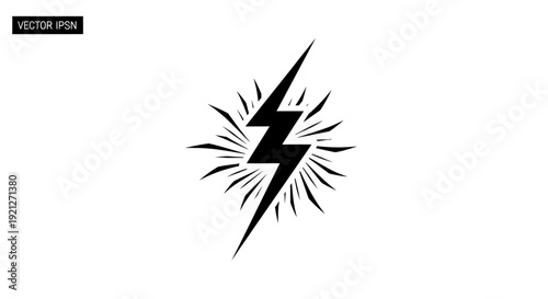 Black lightning bolt graphic symbol icon.