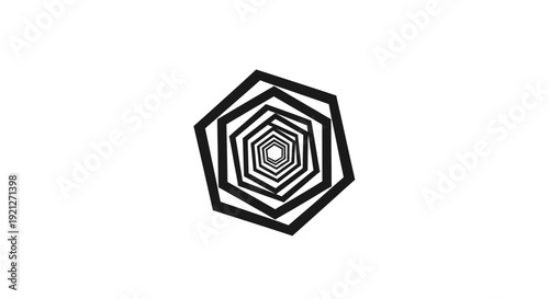 Black and white geometric hexagon shape.