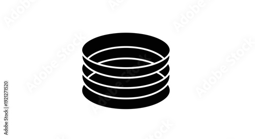 Black and white stack of disks.