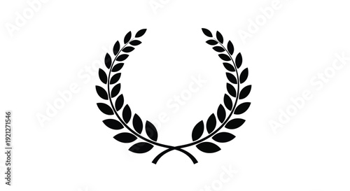 Simple black laurel wreath icon design representing victory honor achievement award and success in classic style