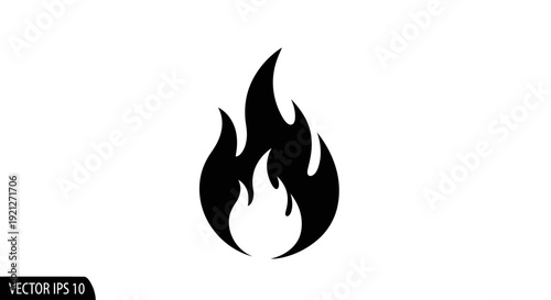 Black flame icon vector graphic symbol.