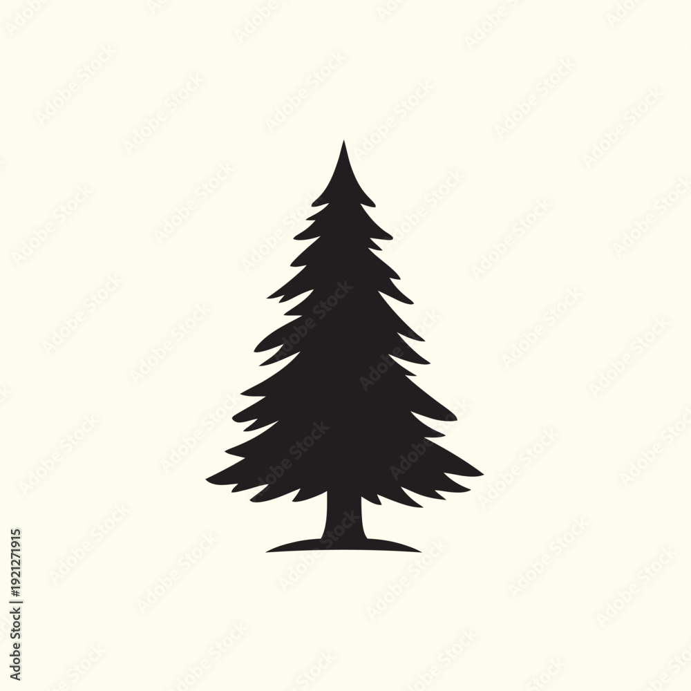 Obraz premium Black silhouette of a pine tree.