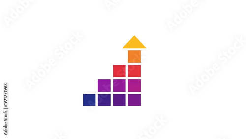 Colorful graph with upward arrow.