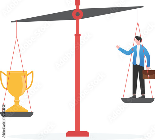 Business Achievement Victory and Financial Success Trophy Reward Balance