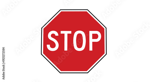 Isolated three dimensional rendering of a classic red octagonal stop sign