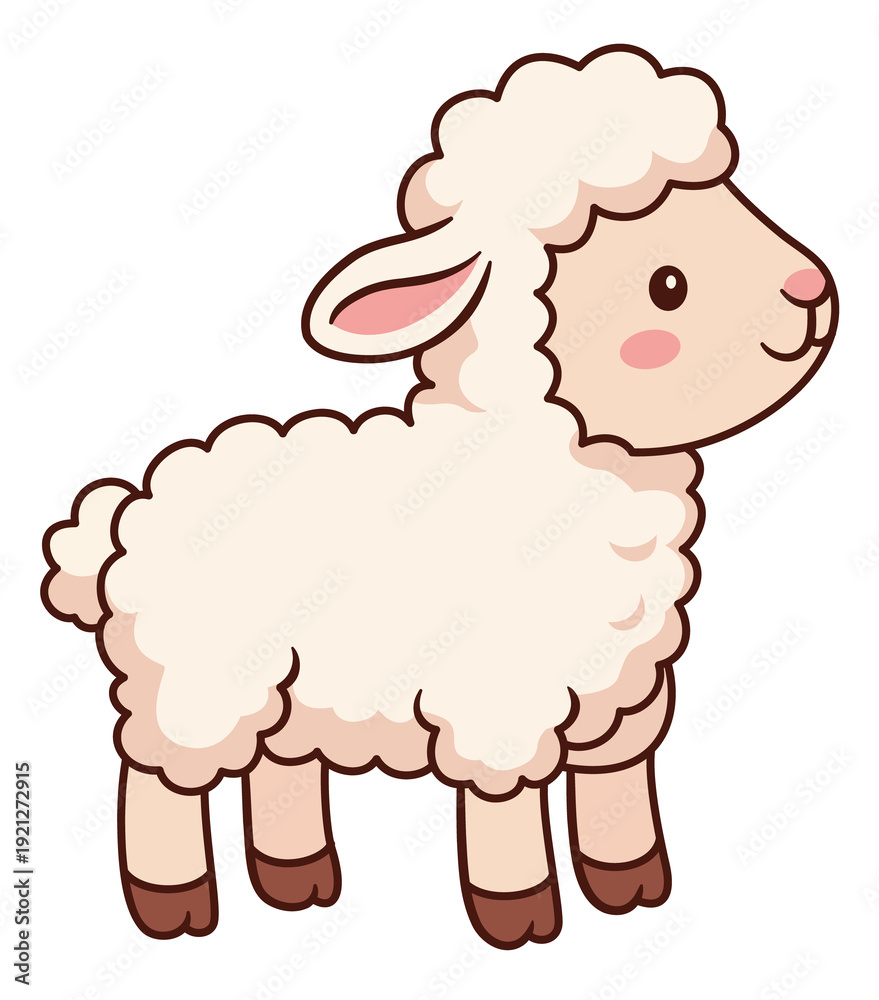 Obraz premium Easter lamb illustration sticker. Cute lamb cartoon character.