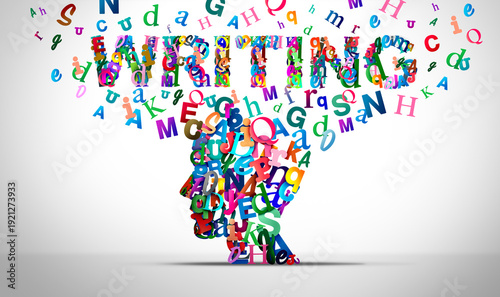 Fotografie Writing Education Concept and Teaching to read as Language and literacy to teach and learn the alphabet for speech and communication or reading