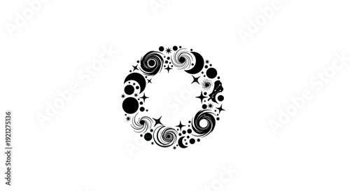 Black and white moon phases circle.