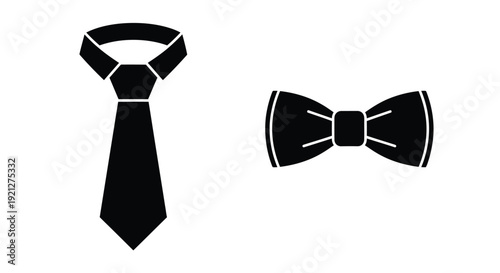 Black tie and bow tie accessories depicted in a stark silhouette