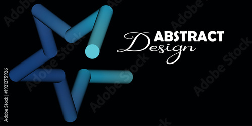 Abstract design with blue gradient letters on black background