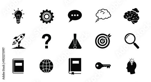 Collection of environmental icons representing sustainable living silhouette