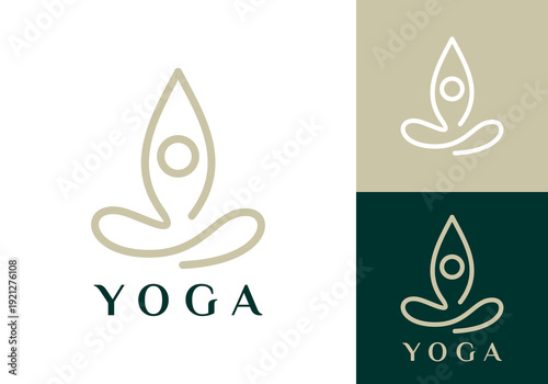 yoga people line art logo. creative nature human meditation design vector
