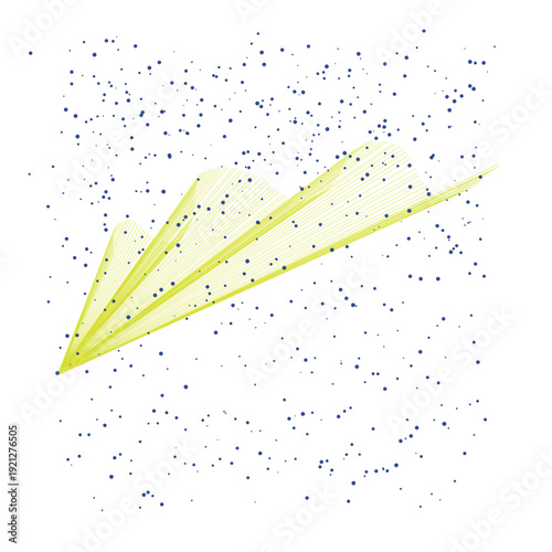 Vibrant yellow rays with blue dots on white background