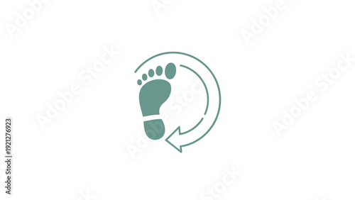 Footprint Icon with Circular Arrow Symbol.