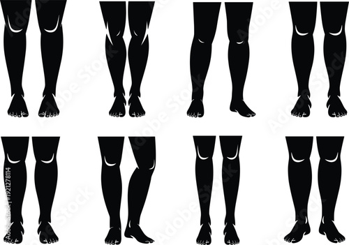 Silhouette Collection Of Human Legs And Feet In Various Poses human feet