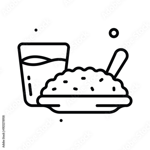 An editable line icon showing sehri meal for fasting use