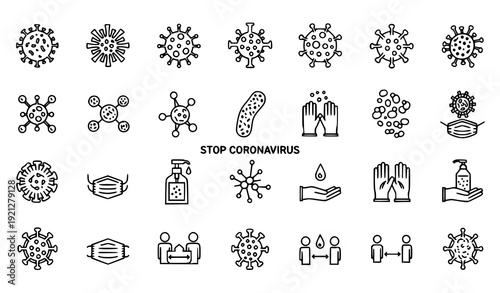 Coronavirus COVID-19 Icon Set Vector Illustration for Medical and Pandemic Awareness