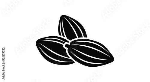 Cocoa pod illustration with detailed shapes a striking silhouette