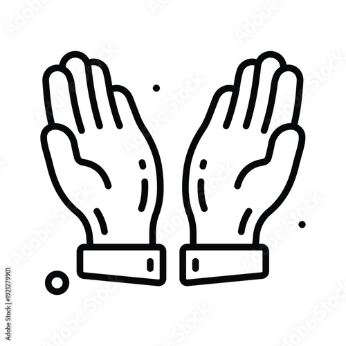 A trendy line icon showing pray hands gesture for worship