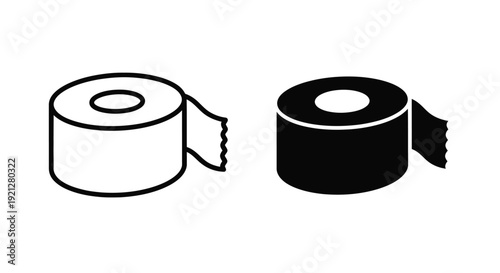 Two rolls of toilet paper one black one white in silhouette