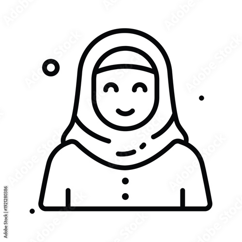 A customizable line icon showing muslim woman character