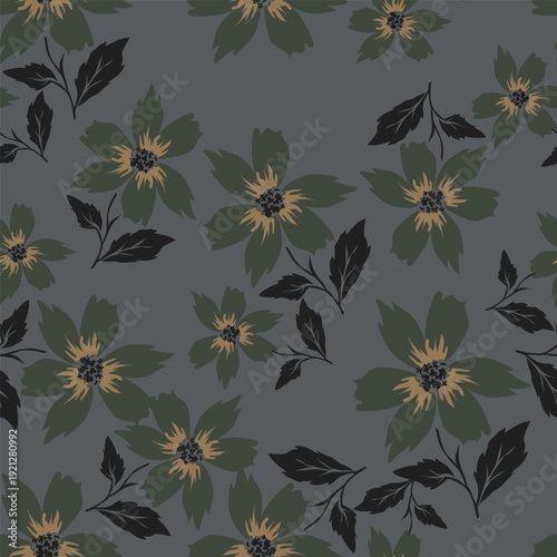 Seamless pattern from bouquet cute floral Traditional ornament yellow floral pattern,Abstract seamless simple floral pattern. Flower pattern. Spring pattern. used for textile, wallpaper, card 
