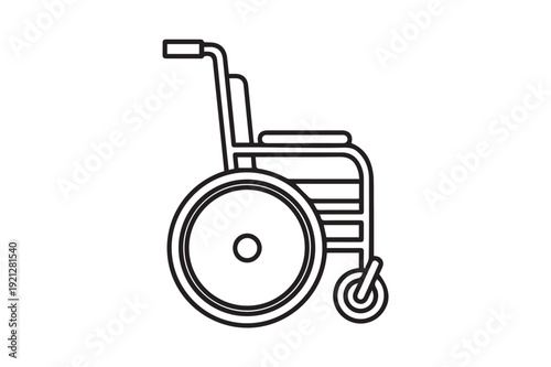 Wheelchair line drawing on white background