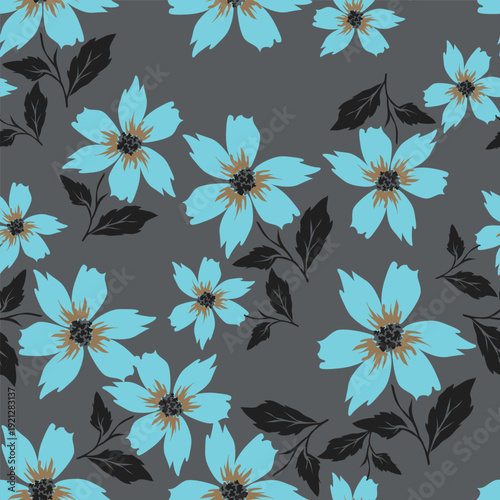 Seamless pattern from bouquet cute floral Traditional ornament yellow floral pattern,Abstract seamless simple floral pattern. Flower pattern. Spring pattern. used for textile, wallpaper, card 
